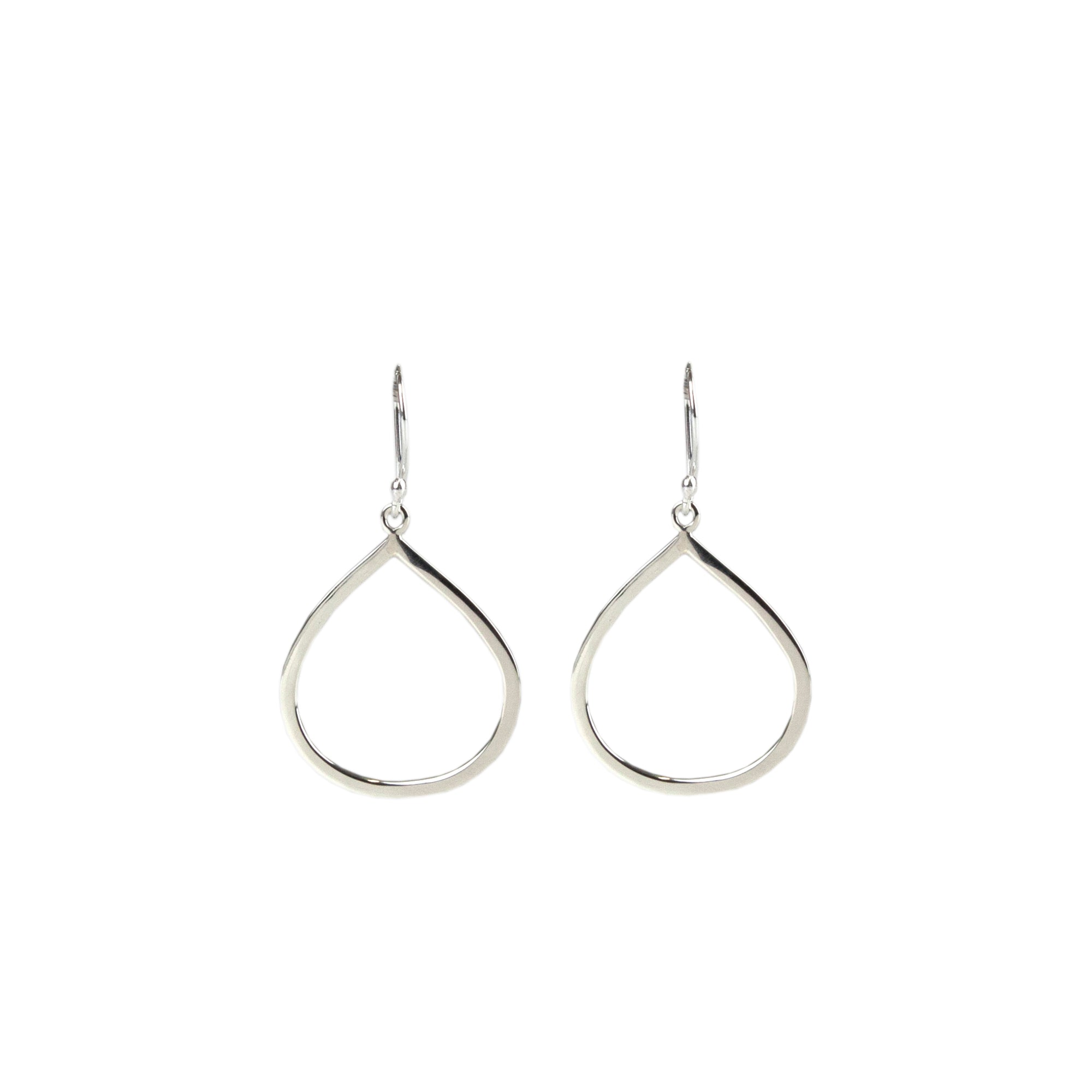 Sterling silver dangly teardrop shape earring on hook Antonia Scales Jewellery