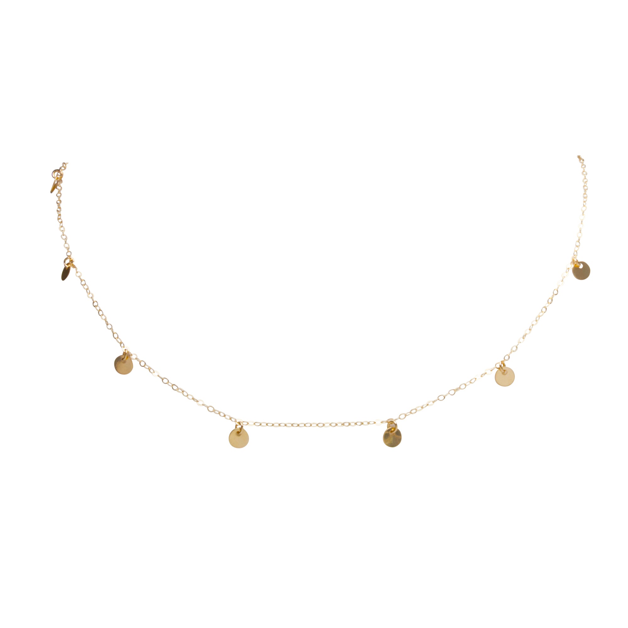 DANGLY GOLDEN DISC NECKLACE