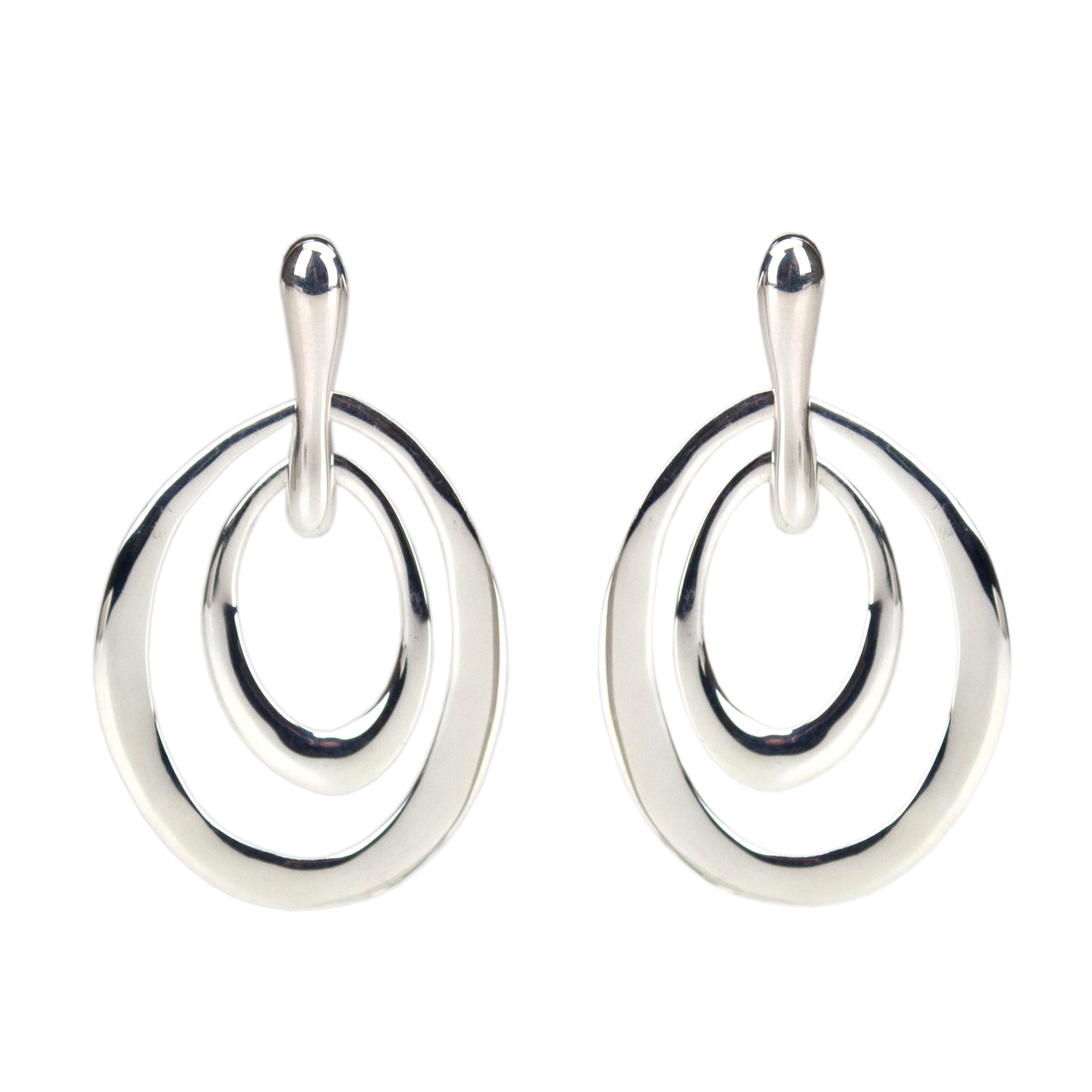 Highly polished sterling silver nested elliptical shapes Antonia Scales jewellery