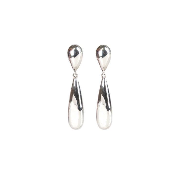 Highly polished sterling silver clip on drop earring